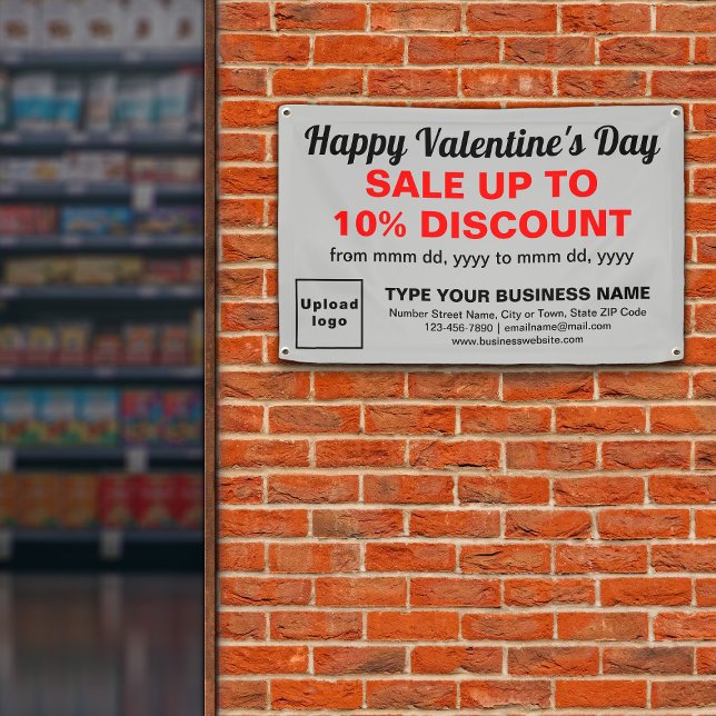 Lona Venta de Business Valentine en Banner de Rectángul (Attract more customers this Valentine's Day. Business Valentine sale on gray rectangle banner.)