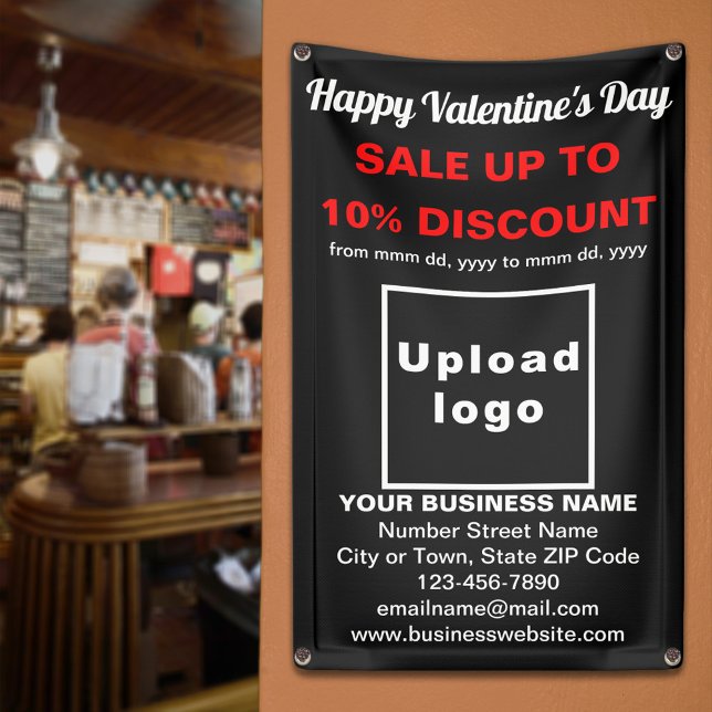 Lona Venta de Business Valentine en Banner negro (Business Valentine sale on black banner. Signage to attract more customers.)