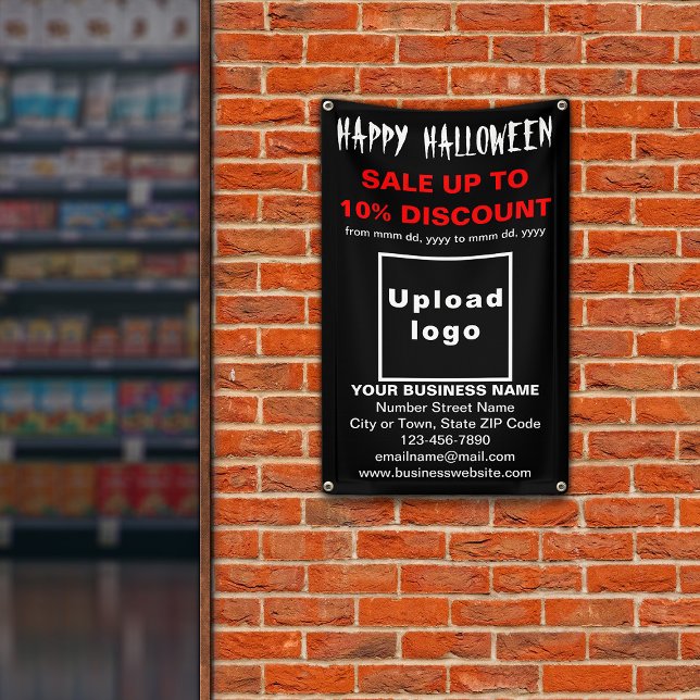 Lona Venta de negocios de Halloween en banner negro (Attract more customers this holiday. Business Halloween sale on black banner.)