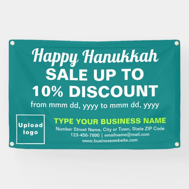 Lona Venta de negocios de Hanukkah en Rectángulo Verde  (Horizontal)