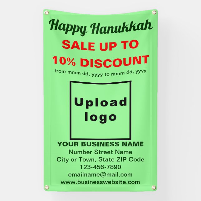 Lona Venta de negocios de Hanukkah en una bandera verde (Vertical)