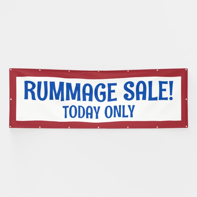 Lona ¡Venta de Rummage! Banner patriótico personalizado (Horizontal)