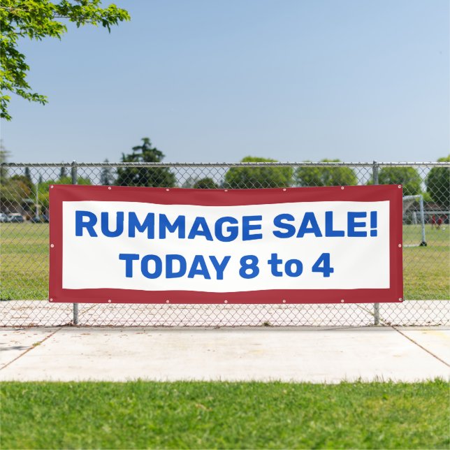 Lona ¡Venta de Rummage! Banner patriótico personalizado (in situ)