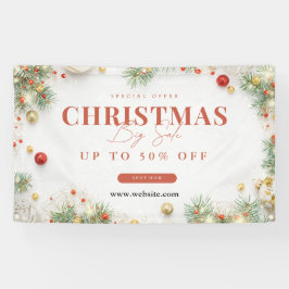 Lona Venta de vacaciones de Navidad minimalista verde y