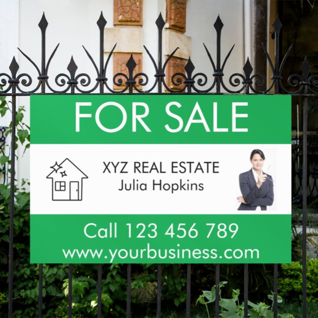 Lona Venta Mínima De Bienes Inmuebles Blancos Verdes (for sale real estate green white banner)