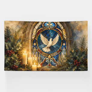 Lona Ventana de Navidad de Paloma de Vidrio Emplomado