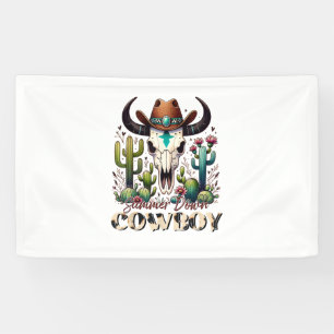 Lona Verano abajo Cowboy Cow Skull cactus occidental