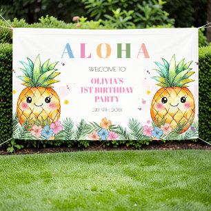 Lona Verano Piña Aloha Niños Cumpleaños 1er Bienvenida