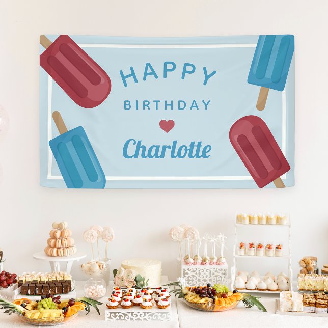 Lona Verano Rojo Blanco y Azul Popsicle Niños Cumpleaño (Subido por el creador)