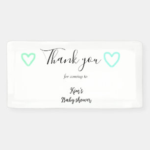 Lona verde azul pastel baby shower minimal editable