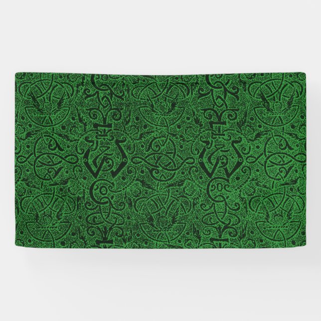 Lona Verde céltico de la hiedra del nudo de la trinidad (Horizontal)