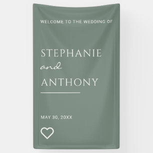 Lona Verde sabio minimalista con Boda moderno del coraz