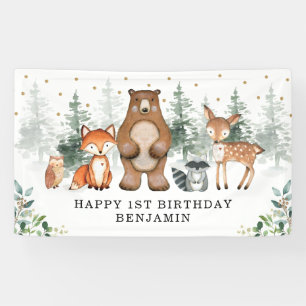 Lona Verdor botánico Animales de Woodland Primer cumple