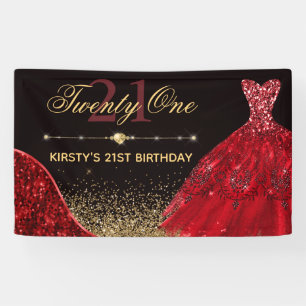 Lona Vestido de bola de purpurina roja con cumpleaños n