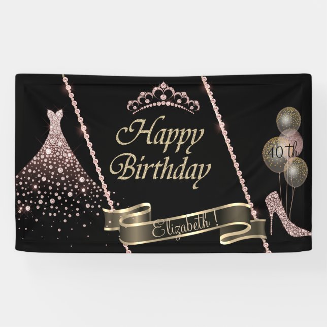 Lona Vestido de diamantes, talones altos, globos de tia (Horizontal)