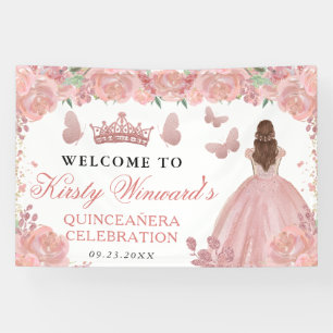 Lona Vestido de Rosa Dorado Princesa de Quinceañera Pel