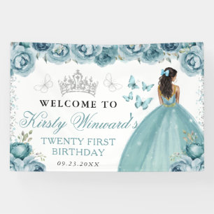 Lona Vestido Turquesa Princesa Piel Oscura Cumpleaños F