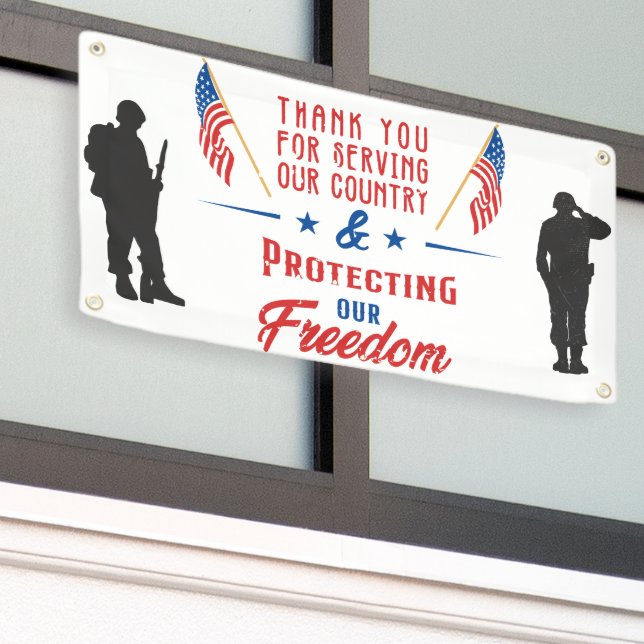 Lona Veteranos: Gracias por tu servicio patriótico (Edificio exterior)