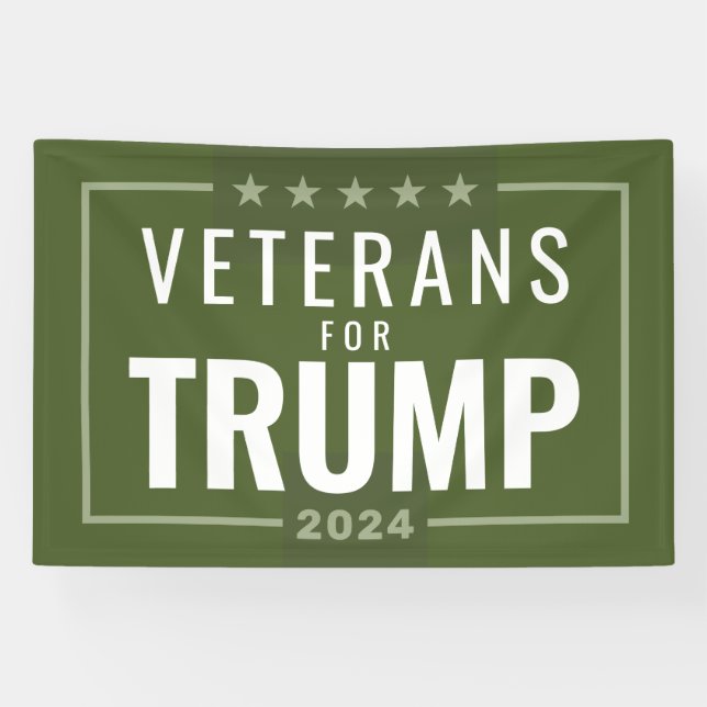 Lona Veteranos para Trump 2024 - verde oliva (Horizontal)