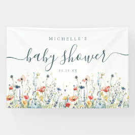 Lona Vibrante Banner de Baby Shower de Wildflower