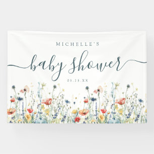 Lona Vibrante Banner de Baby Shower de Wildflower