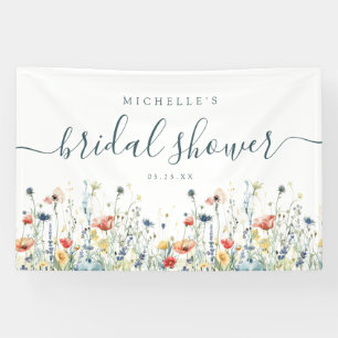 Lona Vibrante Banner de ducha de flores salvajes