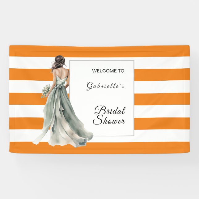 Lona Vibrante Naranja Stripes Bright Vivid Bridal Showe (Horizontal)