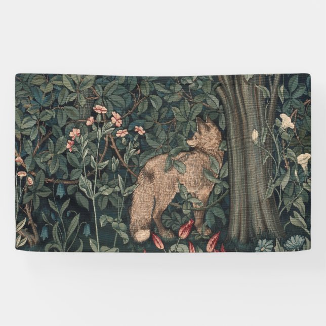 Lona Vida silvestre William Morris Greenery Fox (Horizontal)