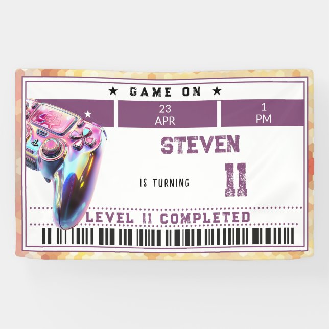 Lona Videojuegos de cumpleaños (Horizontal)