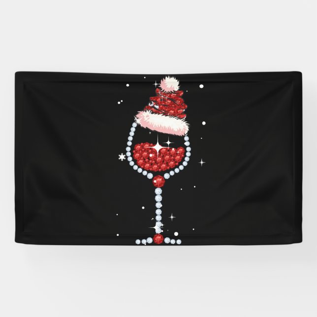 Lona Vidrio Gafas Santa Hat Navidades Wine Lover Regalo (Horizontal)