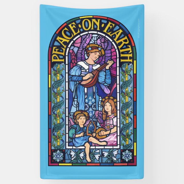 Lona Vidrio manchado de 5' x 3' para Navidades (Vertical)