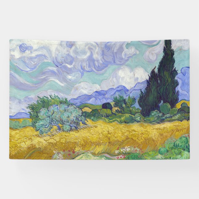 Lona Vincent Van Gogh - Campo de trigo con cipreses (Horizontal)