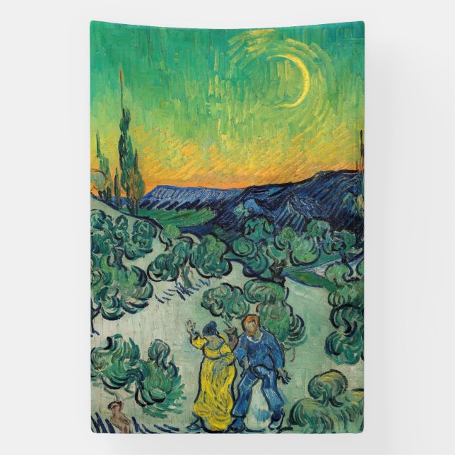 Lona Vincent van Gogh - Paisaje iluminado por luna con  (Vertical)