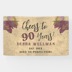 Lona Vino Elegante Cumpleaños 90 Aclamaciones a 90 Años