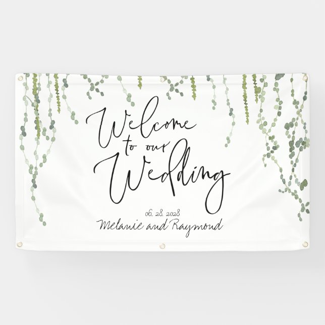Lona Vinos De Verdor Bienvenidos A Nuestro Boda 3x5' (Horizontal)