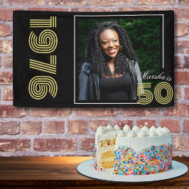 Lona Vintage 1976 Retro Birthday Photo Banner