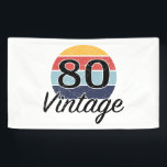 Lona Vintage 80th Birthday Sunset<br><div class="desc">Un diseño de cumpleaños hito con un atardecer de color retro vintage que tiene un efecto falso angustiado.</div>