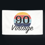 Lona Vintage 90th Birthday Sunset<br><div class="desc">Un diseño de cumpleaños hito con un atardecer de color retro vintage que tiene un efecto falso angustiado.</div>