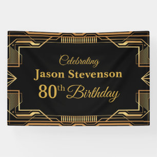 Lona Vintage Art Deco Birthday personalized info banner
