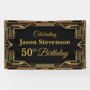 Lona Vintage Art Deco Birthday personalized info banner
