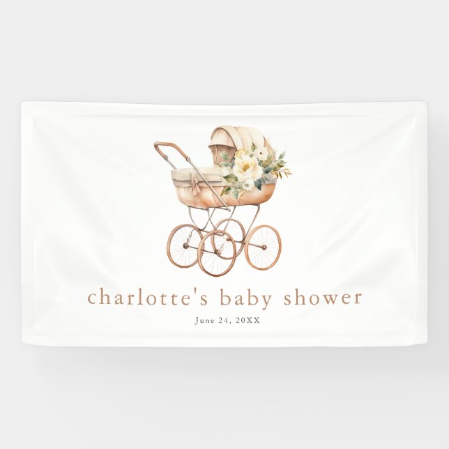 Lona Vintage Baby Carriage Sexo Neutral Baby Shower (Horizontal)