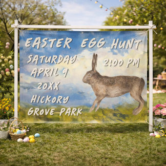 Lona Vintage Bunny Easter Egg Hunt Banner