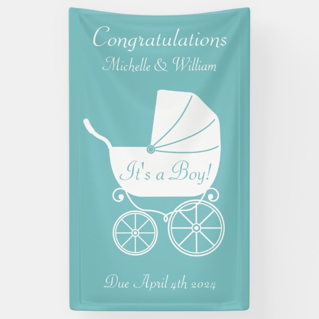 Lona Vintage Carrie Baby Shower Cute Blue Boy (Vertical)