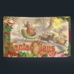 Lona Vintage Christmas Santa Claus Sleigh<br><div class="desc">Este Papá Noel vintage está saludando mientras está en su trineo siendo arrastrado por el paisaje invernal por su equipo de renos. Todas las imágenes son victorianas antiguas,  de libros antiguos y tarjetas de felicitación victorianas,  perfectas para los regalos de los Navidades a sus seres queridos.</div>