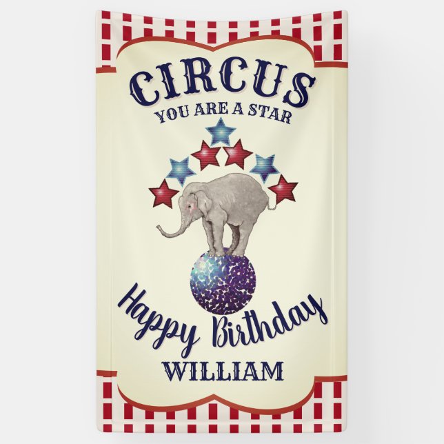 Lona Vintage Circus Elephant Birday (Vertical)