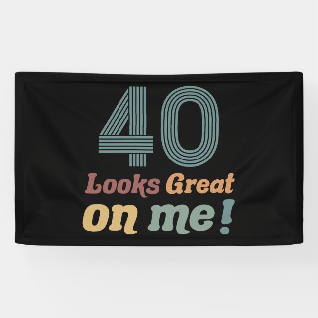 Lona Vintage divertida en 40 años (Horizontal)