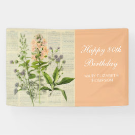 Lona Vintage Floral 80 cumpleaños