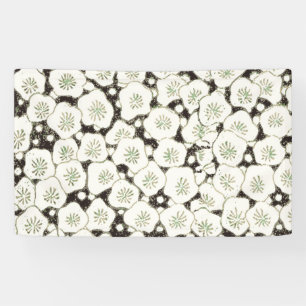 Lona Vintage Floral Japonés de 1902: Flor Blanca Negra