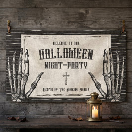 Lona Vintage Gótico Esqueleto Halloween