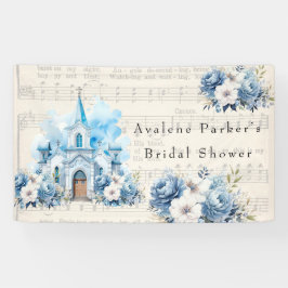Lona Vintage Musical Dusty Blue Peony Church Boda